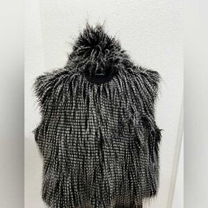 Classic  Faux Fur Vest in Black and Gray